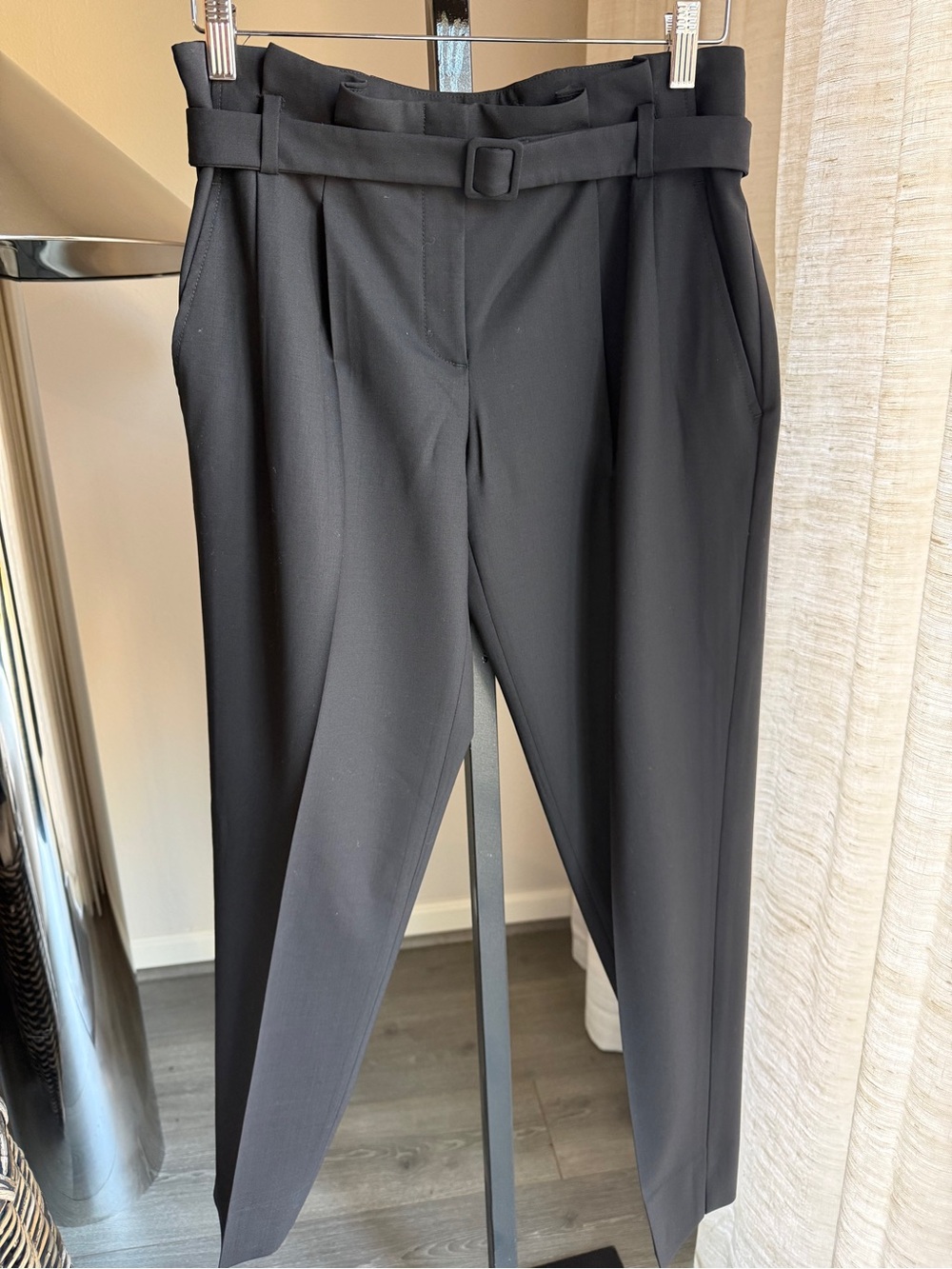 Theory Black Gathered at Waist Trousers